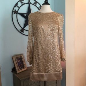 Stunning silky & lace gold dress sz 6